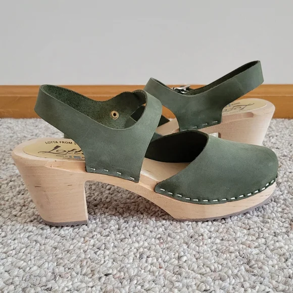 Olive Green Women's Clogs - Picture 4 of 9